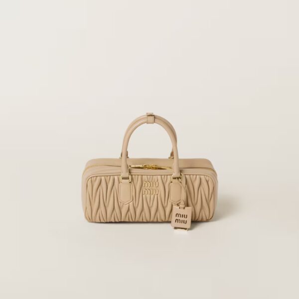 Arcadie Matelassé Large Soft Lamb Leather Handbag Sandy yellow
