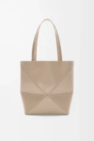Medium Puzzle Fold tote in shiny calfskin