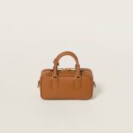 Arcadie Leather Small Handbag Cognac color