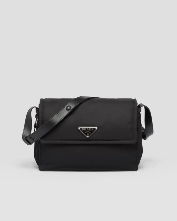 Medium-sized padded Re-Nylon shoulder bag
