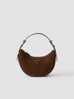 Prada Arqué suede leather shoulder bag