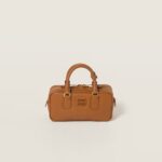 Arcadie Leather Small Handbag Cognac color