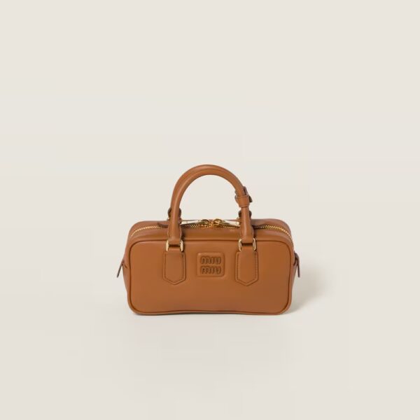 Arcadie Leather Small Handbag Cognac color