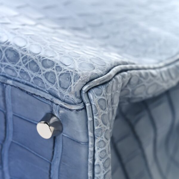 Matte Porosus Crocodile Kelly 35 Bleu Brighton