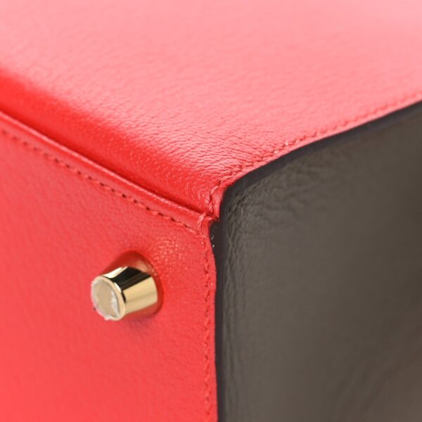 Chevre Chandra Bi-Color Horseshoe Kelly Sellier 25 Rouge De Coeur Etoupe