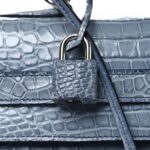 Matte Porosus Crocodile Kelly 35 Bleu Brighton
