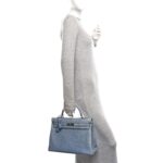 Matte Porosus Crocodile Kelly 35 Bleu Brighton