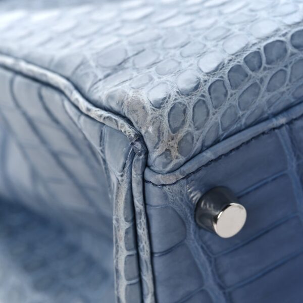 Matte Porosus Crocodile Kelly 35 Bleu Brighton