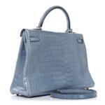 Matte Porosus Crocodile Kelly 35 Bleu Brighton